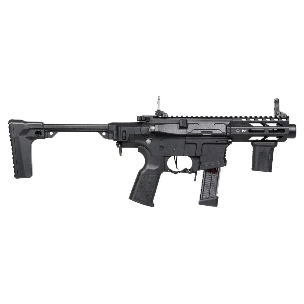 Airsoft G&G ARP9 3.0 noir ultra compact avec poignée verticale, chargeur de 68 coups, crosse rétractable et étanche, viseurs réglables et modes de feu