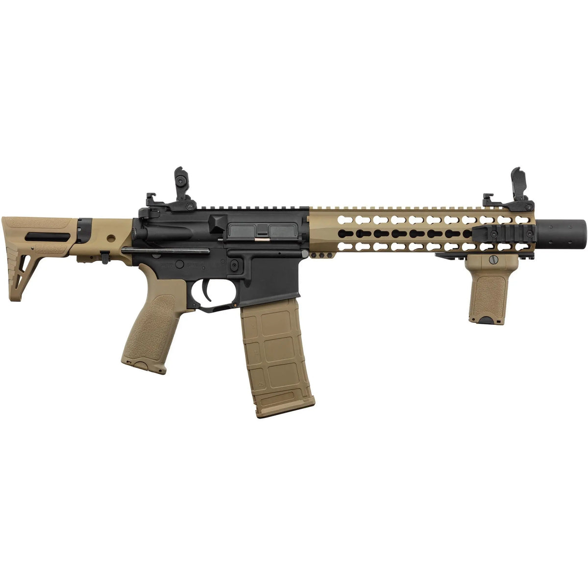 LT-19 GEN2 Silencer PDW Noir - Tan équipé de la gearbox métallique, diverses pièces internes et externes de qualité, et silencieux en métal