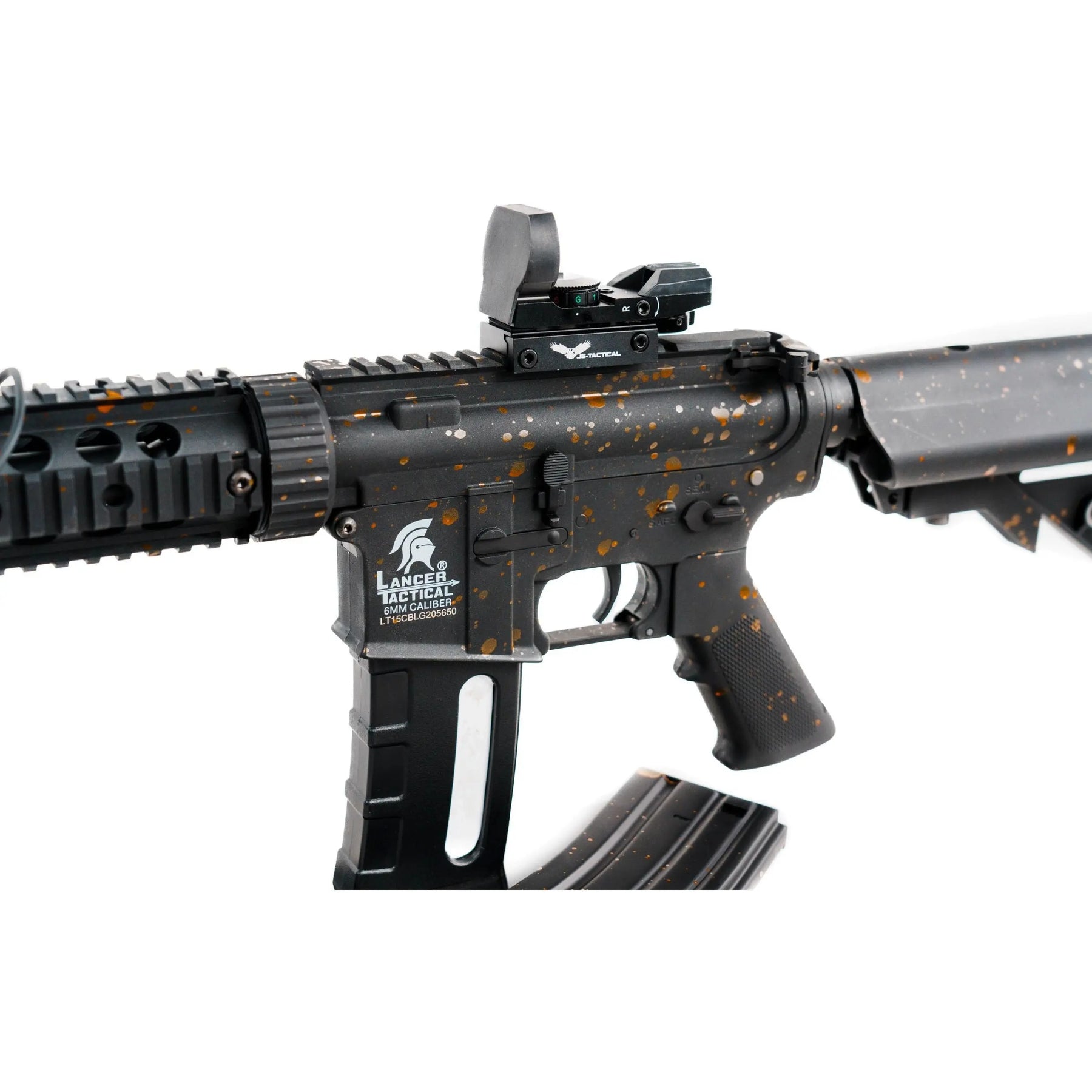 LT-15 Custom avec coques de gearbox en métal, engrenages en acier, moteur torque, corps en nylon fibre haute densité et canon de précision en laiton poli