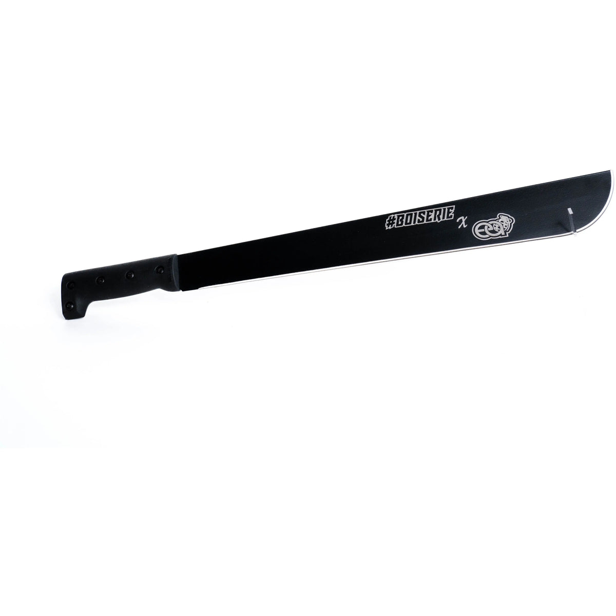 Simple machette avec étui en toile 'Boiserie', lame en acier inoxydable teintée noire de 46 cm et 2 mm d'épaisseur