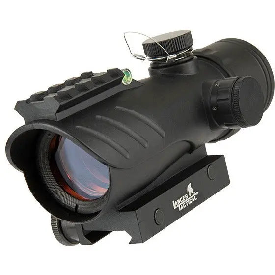 Point rouge 32mm avec montage Ris noir pour airsoft, structure en aluminium anodisé, lentille anti-reflet, réglages par tourelles, sur rail Picatinny 20mm