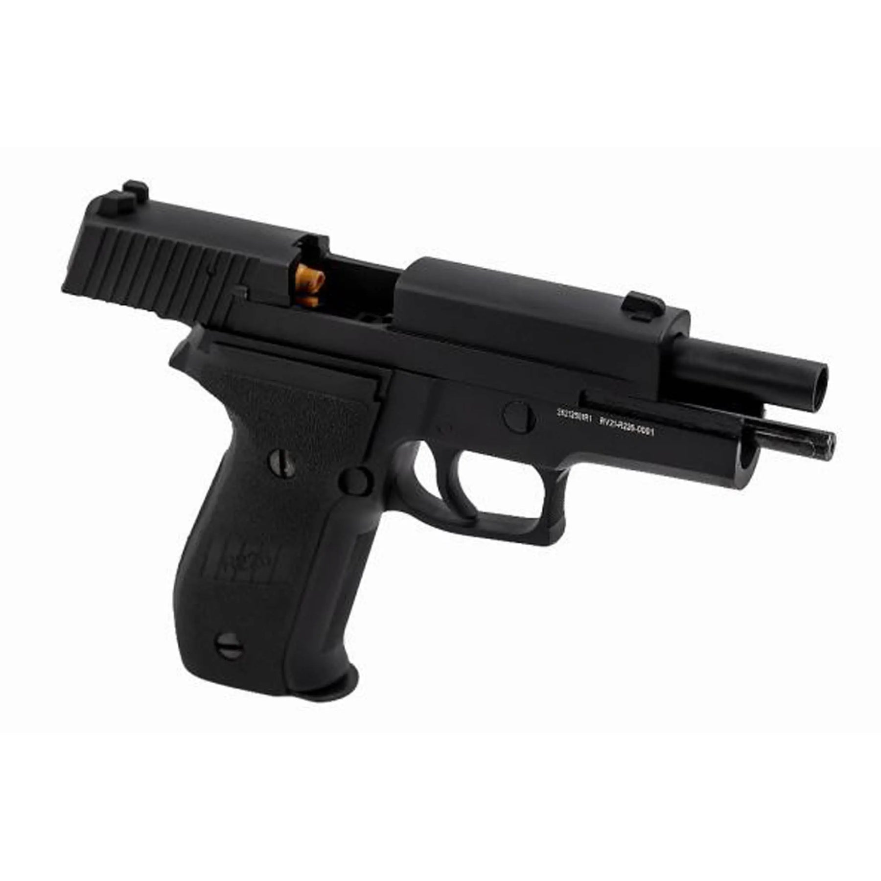 Raven R226 noir GBB, pistolet semi-automatique avec carcasse métal, plaquettes plastique noire et canon externe noir