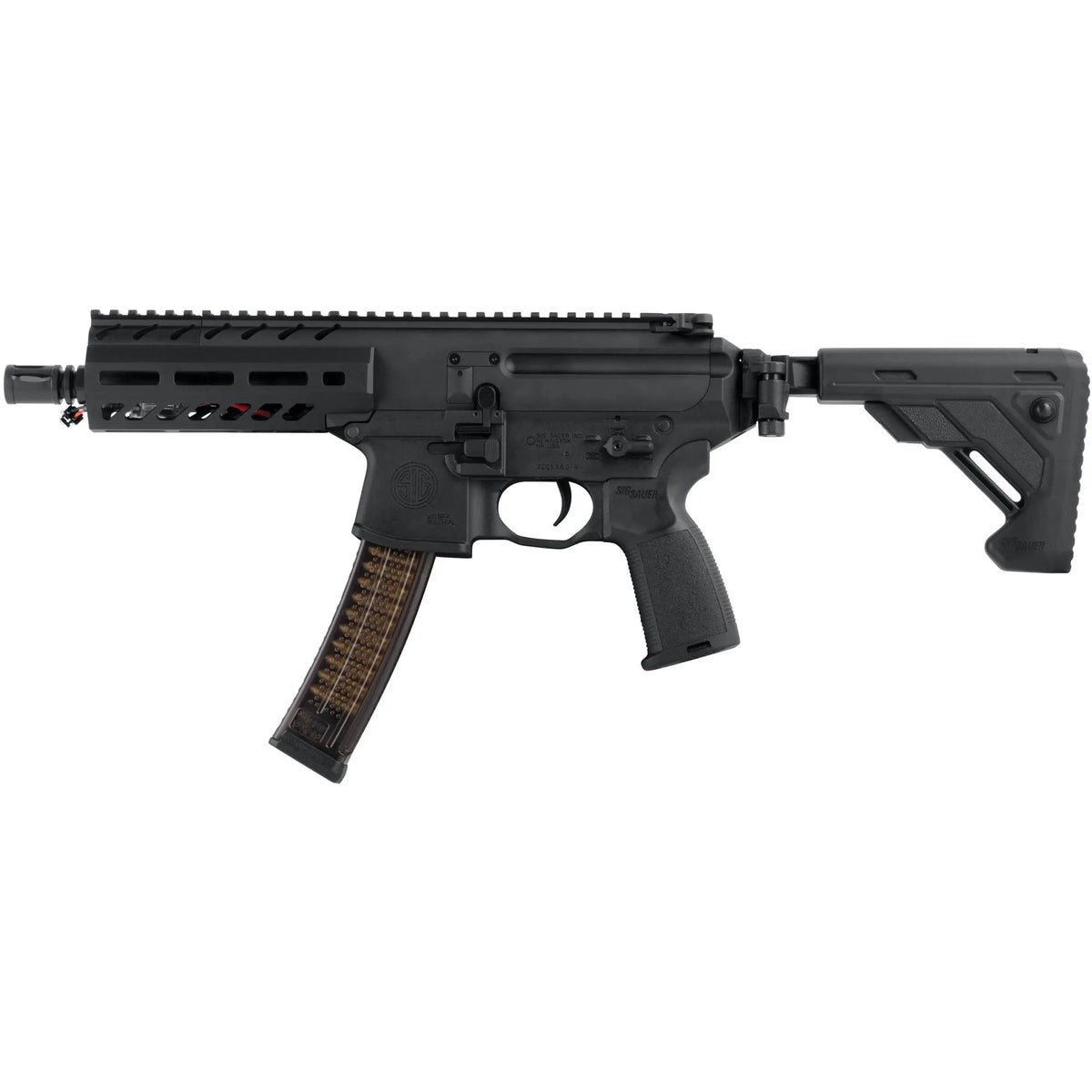 Réplique AEG Sig Sauer MPX noire avec moteur VFC Hi-Torque Neodin, gearbox V2 Avalon ECS series et finitions parfaites.