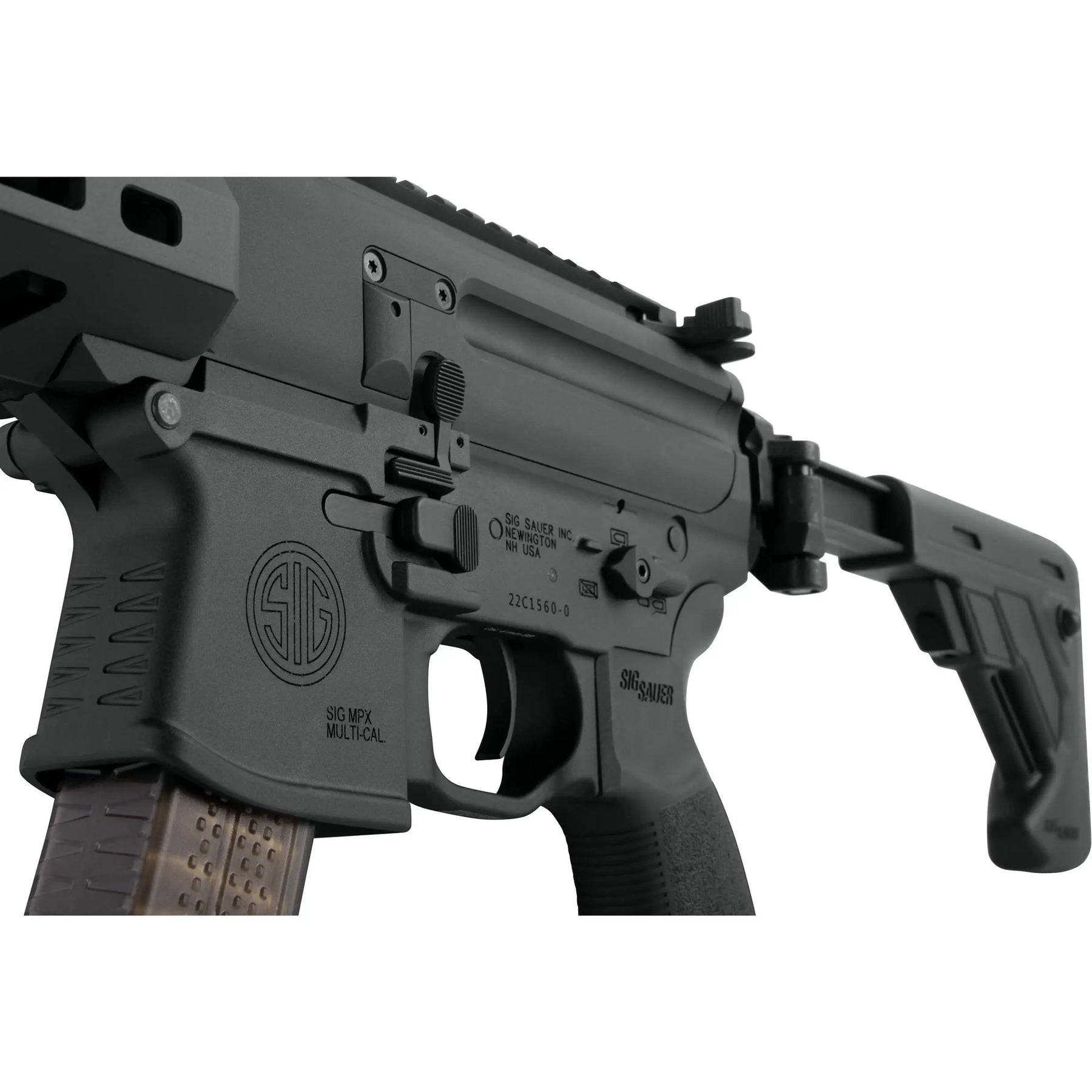 Réplique airsoft AEG Sig Sauer MPX noire avec finitions parfaites, garde-main M-LOK, crosse télescopique et moteur VFC Hi-Torque Neodin