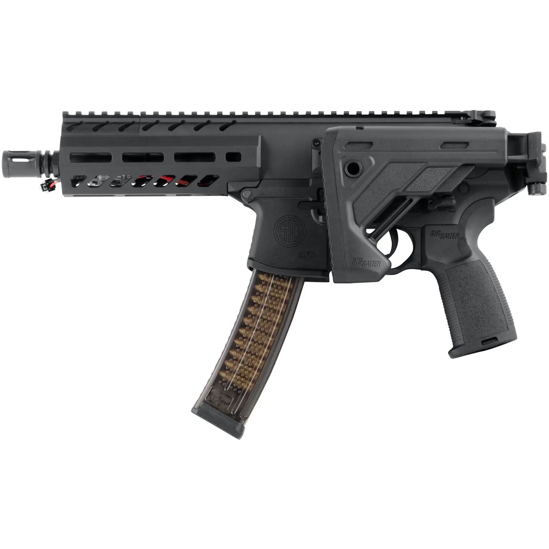 Réplique AEG Sig Sauer MPX noire avec crosse télescopique, rail M-LOK, et moteur VFC Hi-Torque Neodin
