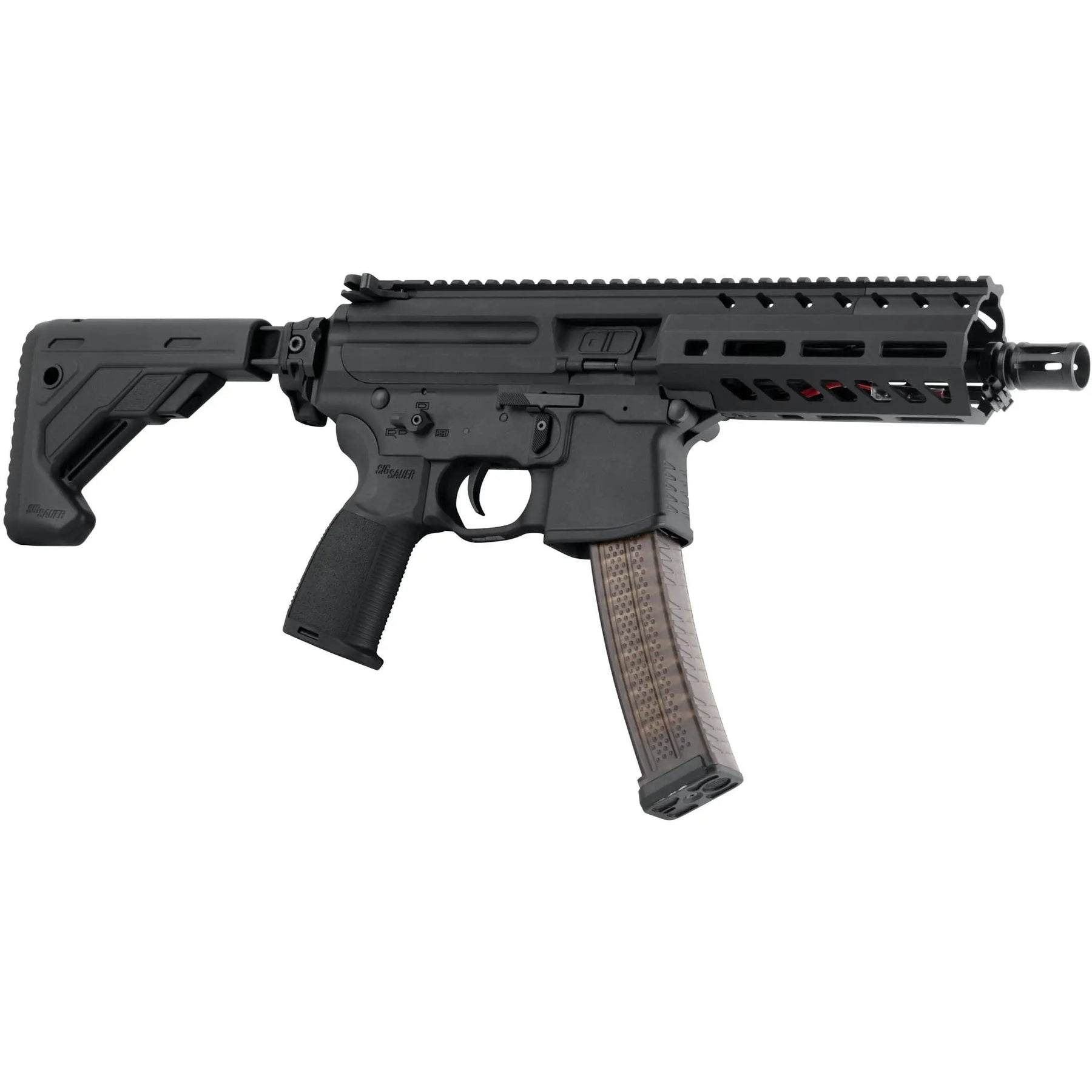 Réplique airsoft AEG Sig Sauer MPX noire avec finitions CNC, rail M-LOK, crosse télescopique et moteur VFC Hi-Torque Neodin