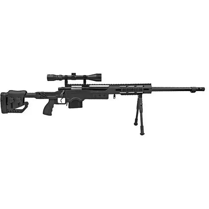 Sniper Well MSR MB4411D en noir, puissance de 400fps, incluant bipied et lunette pour tir longue distance