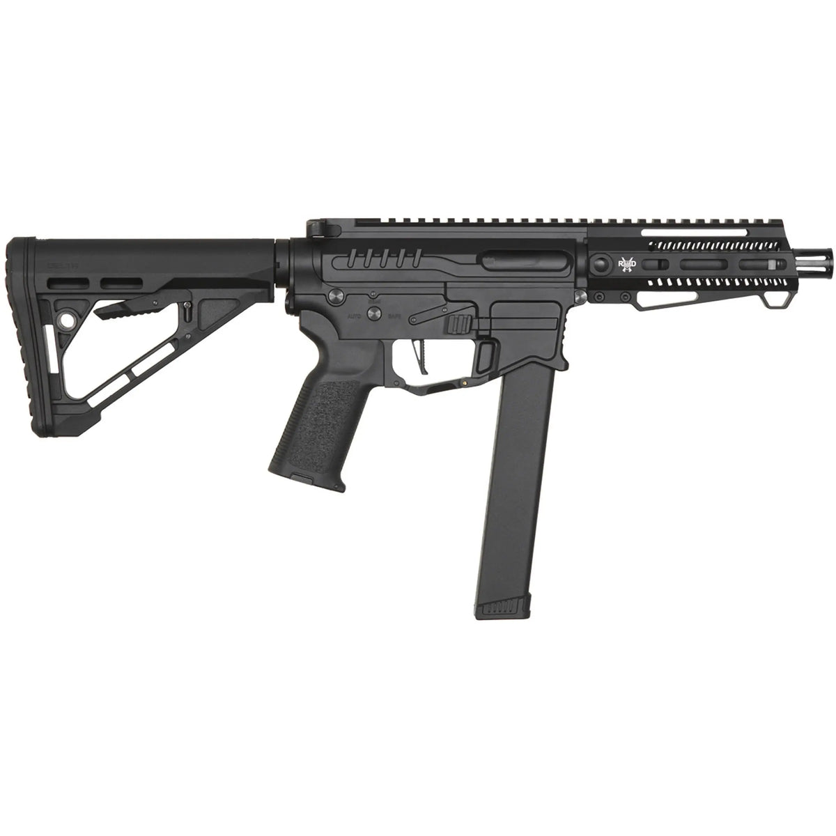 Réplique airsoft Zion Arms PW9 Mod 1 avec garde main court noir, semi-automatique, ergonomique et de haute précision.