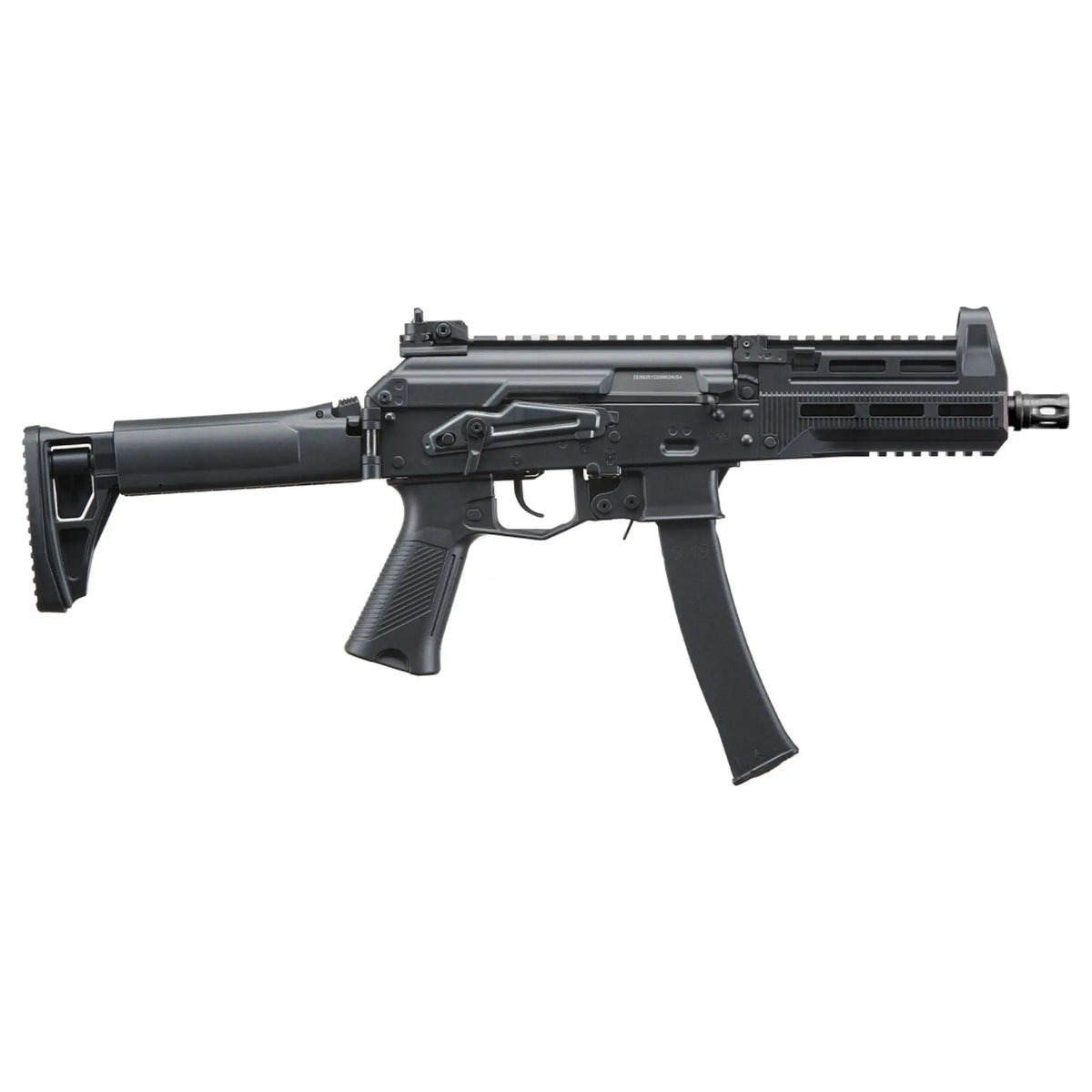 "AEG PPK20 noire Lancer Tactical gen 3 1j - réplique airsoft en polymère renforcé avec crosse réglable, rail picatinny, gearbox V3 standard, hop-up facile, et Mosfet programmable