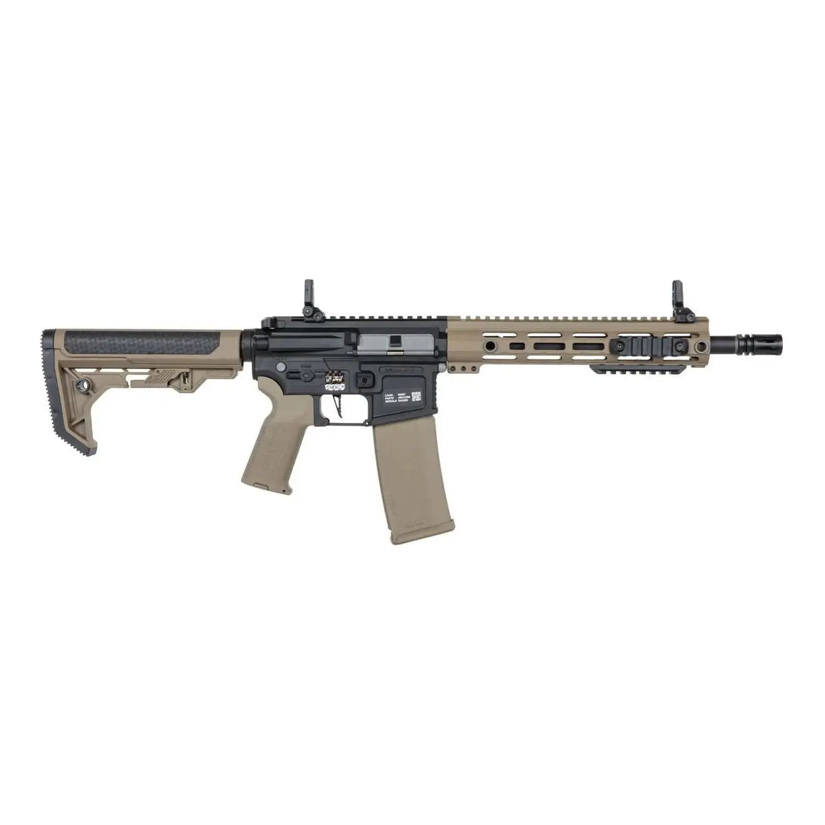 "AEG SA-F05 RL HAL FLEX noire et tan pack complet lipo, airsoft avec matériaux en polycarbonates, longueur réglable, canon interne 6.03mm, gearbox V2, crosse 5 positions, puissance