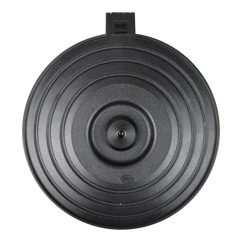 "Chargeur tambour électrique A&K DRUM 3500B pour fusils AK, 3500 tours, polymère noir, compatible AK, nécessite batterie 9V."