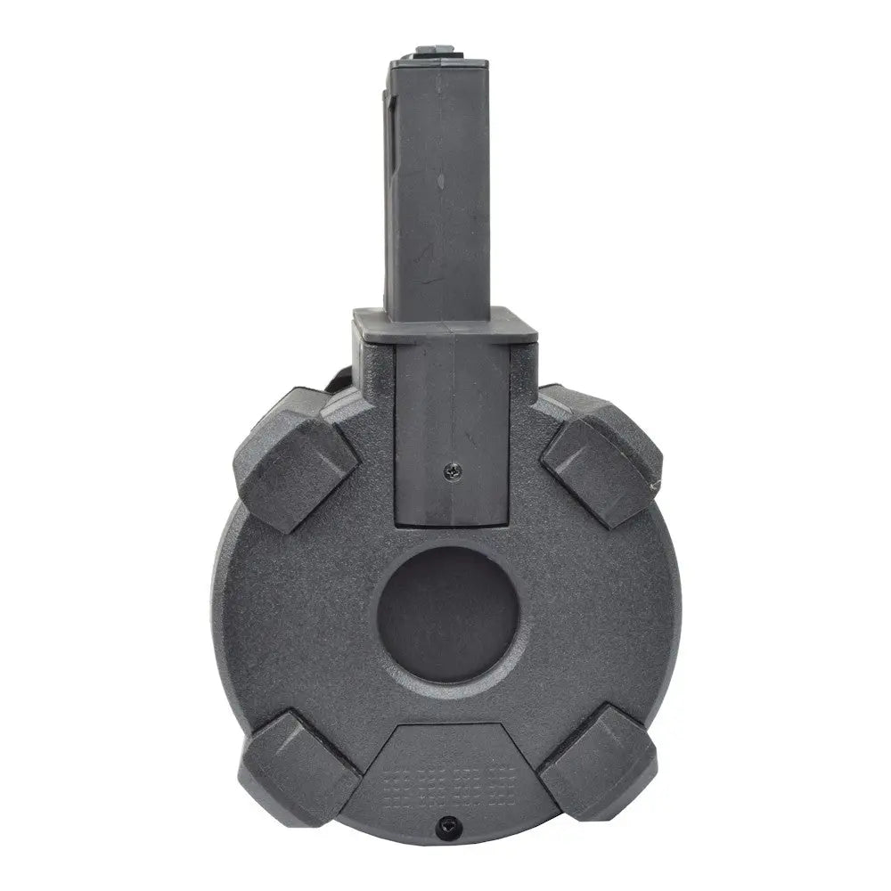 "Chargeur tambour électrique A&K 3500B pour MP5, polymère, 1200 tours, batterie 9V, noir, 330g."