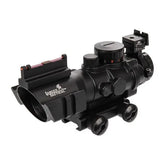 "Acog 4x32 airsoft, point lumineux rouge, vert et bleu, montage Picatinny 20mm, réticule Mildot, métal anodisé noir, waterproof, anti-choc, pile CR2032 incluse"