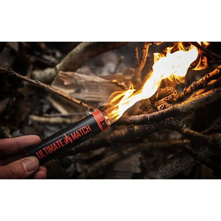 "Allume Feu de survie Ultimate Match Enola Gaye - Pack de 3, allumage facile et fiable, résistant à l'eau et au vent, flamme intense 650°C, 2 minutes de combustion"