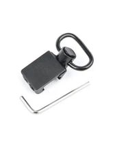 Attache Sangle pivotante METAL 45 QD en aluminium noir pour systèmes picatinny 20mm rail, largeur de sangle maximale 35mm, avec vis et clé pour assemblage