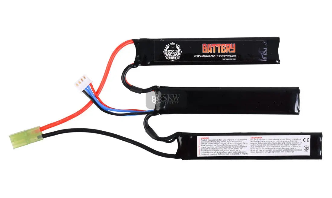 BATTERIE LIPO 11.1V 1100 MAH 25C DUEL CODE