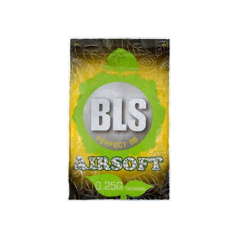 Des billes BIO blanches de 0.25g, idéales pour les AEG et pistolets à gaz, fabriquées à partir de matériaux biodégradables de haute qualité par la société taï