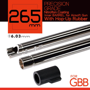 Canon GBB 6.03mm 265mm Unicorn en laiton avec joint hop up 60 degrés, revêtement en téflon, pour gbbr