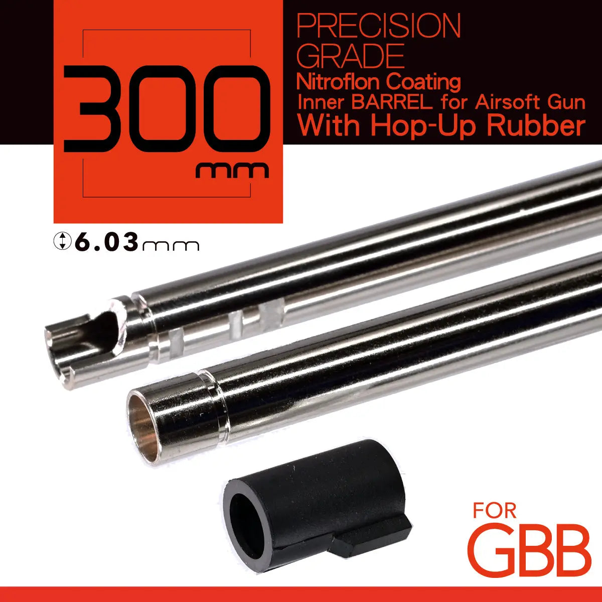 Canon GBB 6.03mm 300mm Unicorn en laiton avec joint hop up 60 degrés, revêtement en téflon, adapté pour gbbr