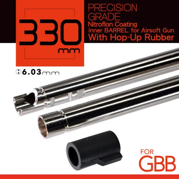 Canon GBB 6.03mm 330mm Unicorn en laiton avec revêtement en téflon et joint hop up 60 degrés, adapté pour gbbr