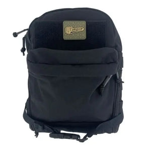 Black Conquer MOLLE Backpack made of nylon, designed for vest use with adjustable interior compartment, detachable connection ring, and Teflon waterproof coating