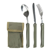 Kit de couvert pliable 3-pièces avec étui pour pique-nique ou camping