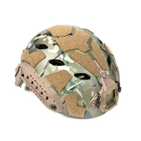 Casque Fast Premium Multicam léger, solide avec rembourrage confortable, velcros extérieurs, monture NVG en métal, compatible avec l'unité anti-brouillard, crochets é