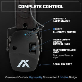 Casque antibruit électronique TRACKR Bluetooth Axil avec amélioration sonore avancée, protection auditive et Bluetooth 5.0