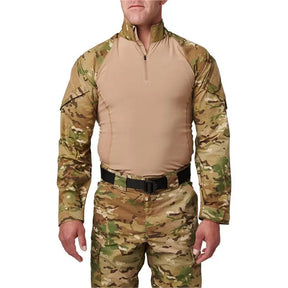 Chemise de combat Flex-Tac TDU Rapid 5.11 Multicam avec manches longues, fermeture à glissière, tissu Ripstop et panneaux latéraux en mesh