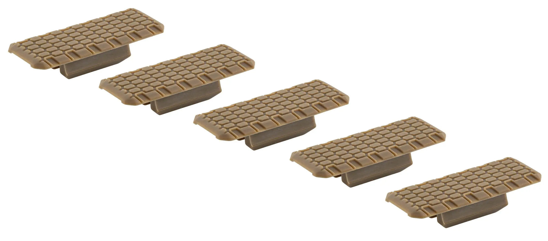 5 couvres rails M-LOK V2 STRIKE INDUSTRIES FDE en polymère avec surface texturée pour une préhension améliorée et protection du garde main