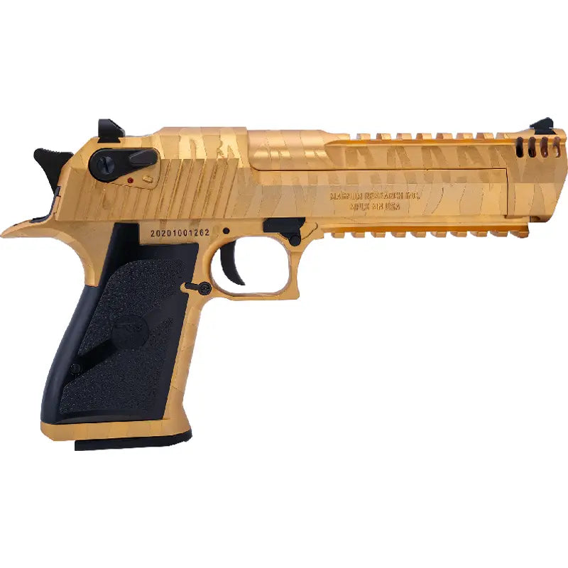 Desert Eagle L6 Tiger Stripes Gold, réplique de pistolet de marque Cybergun avec licence exclusive Magnum Research, culasse mobile et sélecteur de tir