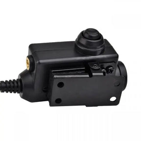 Accessoire Earmor M51 Tactical PTT-Kenwood pour headsets, compatible avec le standard militaire NATO 7.0, système Push To Talk, taille 70x45x22mm, longueur de ligne 840mm