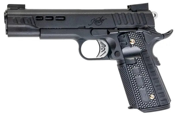 Black EMG Kimber 1911 Rapide Frost GBB pistol made of metal, model 1911, gas platform, power source green gas/top gas, adjustable hop up, ammo size 6mm
