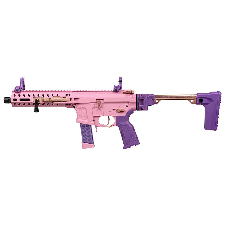 Édition limitée FAR 9 G&G MACARON Rose/Violette avec crosse pliante, légère et repliable pour le CQB, équipée d'un système ETU et d'un chargeur hicap sans