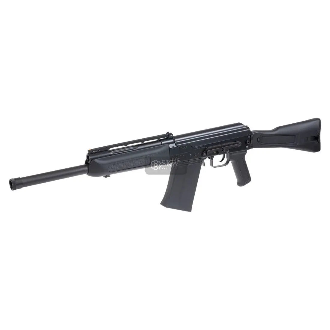 Image d'un fusil à pompe Saiga 12-K Marui avec Hop Up, pesant 3140g, d'une longueur de 666 / 908 mm, en Abs et Métal, avec une puissance de