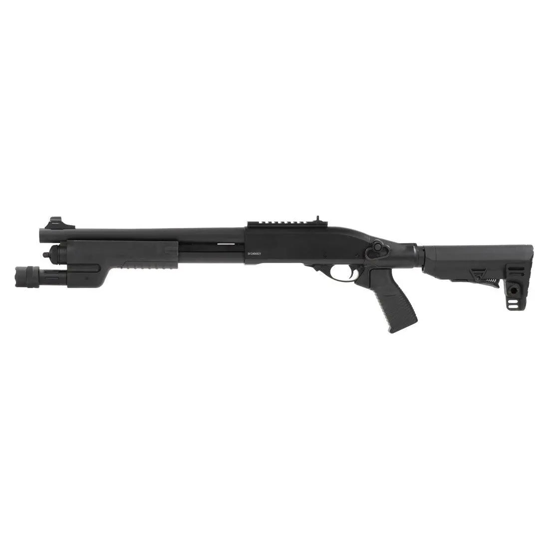 Secutor Arms Velites Ferrum S-VI Black, fusil à pompe optimisé pour le CQB avec canon interne de 300mm, portée maximale de 40 mètres et lampe de poche intégr