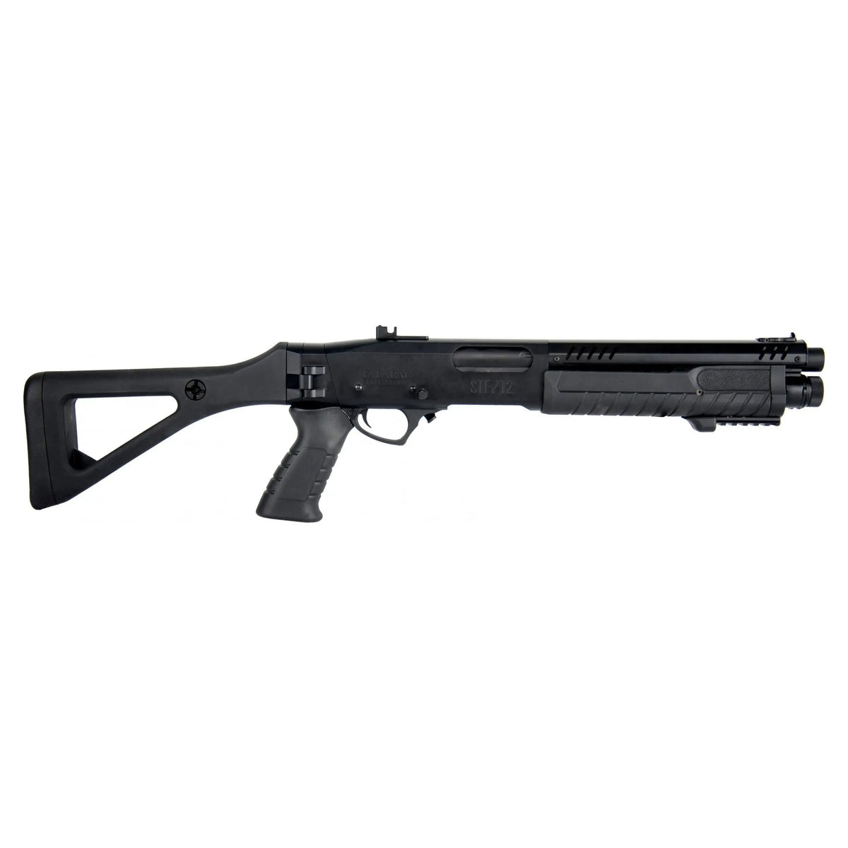 Meilleur fusil à pompe FABARM STF12 initial Noir Gaz avec corps en métal, crosse rétractable et énergie de 0.9 joules.
