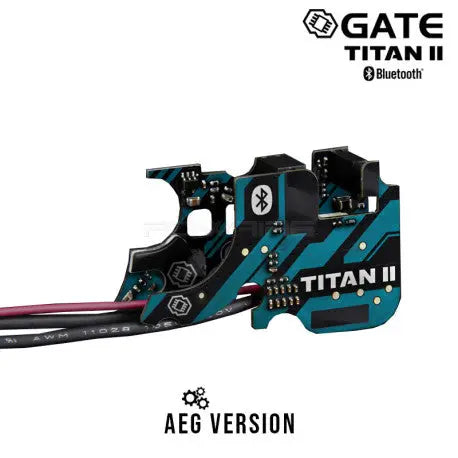 Module GATE TITAN II Basic Bluetooth pour gearbox V2 AEG avec câblage arrière, incluant technologie Bluetooth 5.2 et capteur de vitesse innovant pour un contrôle précis du cycle d