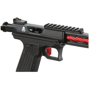GBB AAP-01 CTHULHU Lancer Tactical pistolet à gaz Tandemkross en noir et rouge avec compensateur Game Changer Pro, repose-pouce CNC, détente squelette, et viseur