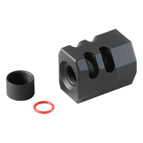 GBB AAP-01 CTHULHU Lancer Tactical, pistolet à gaz Tandemkross sous licence en noir et rouge avec compensateur Game Changer Pro et repose-pouce CNC.