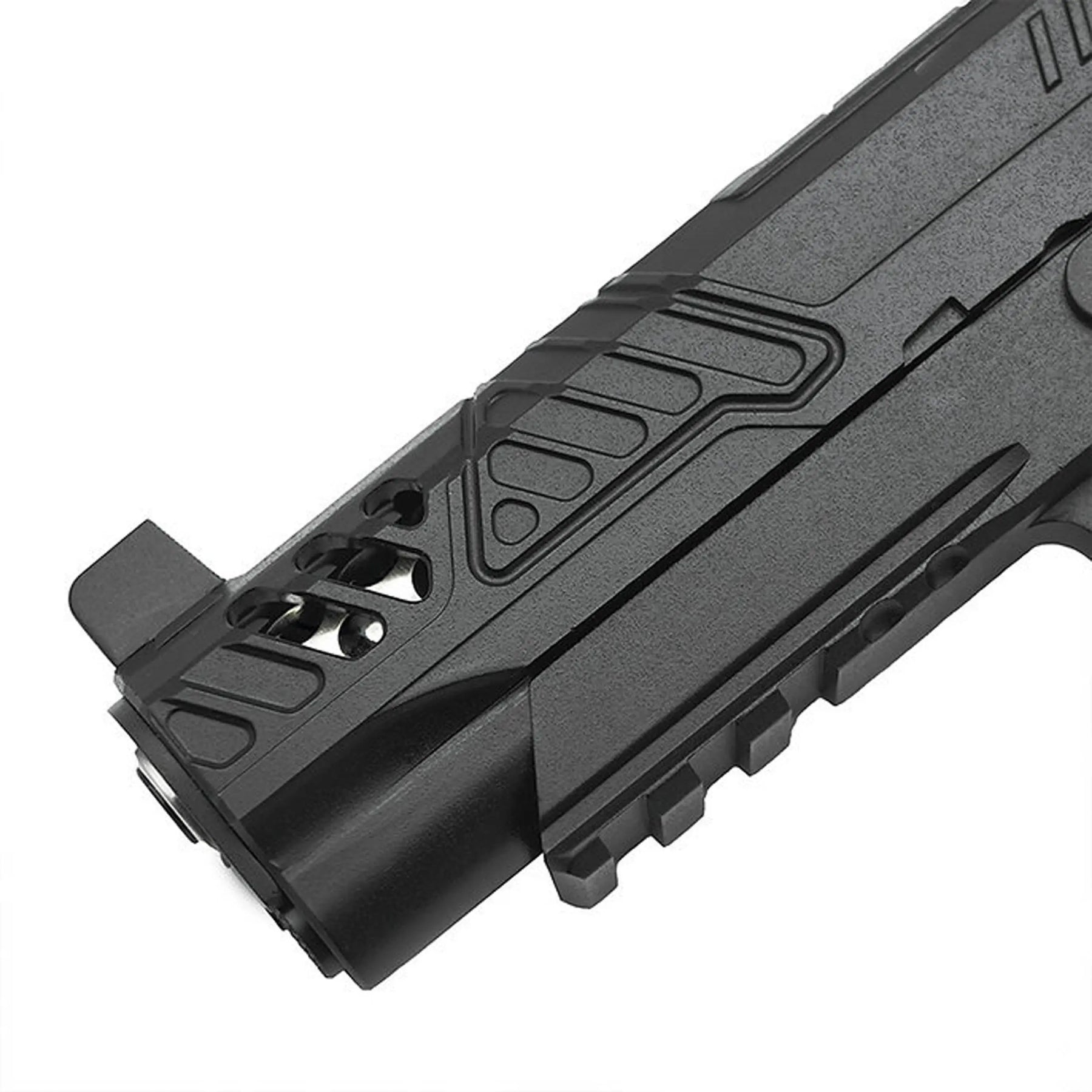 GBB PTS Zev Ed-Brown 1911 noir, un pistolet à gaz blowback en métal de haute qualité compatible avec les optiques RMR pour des viseurs à point rouge facile à installer.