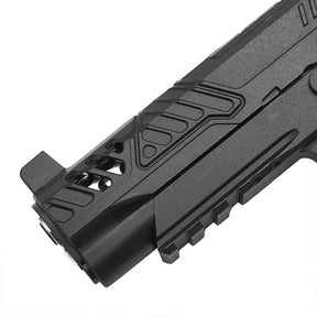 GBB PTS Zev Ed-Brown 1911 noir, un pistolet à gaz blowback en métal de haute qualité compatible avec les optiques RMR pour des viseurs à point rouge facile à installer.