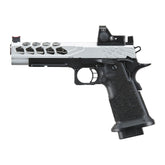 GBB Stryk Hi-Capa 5.1 Silver Lancer Tactical avec RMR, glissière légère en aluminium, frame robuste en polymère, compatible avec pièces Tokyo Marui, découpes hexagonales