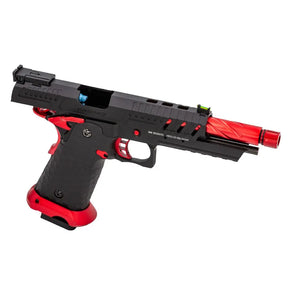 GBB gaz Vorsk CS Hi-Capa Vengeance Red Match 1j avec viseur arrière réglable, culasse métallique, grip texturé et chargeur de 23 billes