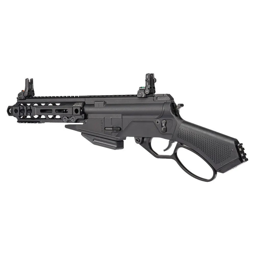 Carabine à gaz G&G LEVAR 7 noire avec poignée pistolet renforcée, garde-mains M-LOK en aluminium et magazine low-cap 32 tours