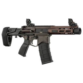 Golden Eagle AR-15 PDW GBBR airsoft gun en bronze, full métal avec rail Picatinny et commandes ambidextres