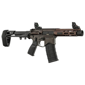 Réplique d'AR-15 PDW full métal Golden Eagle en bronze avec rail Picatinny et commandes ambidextres pour airsoft