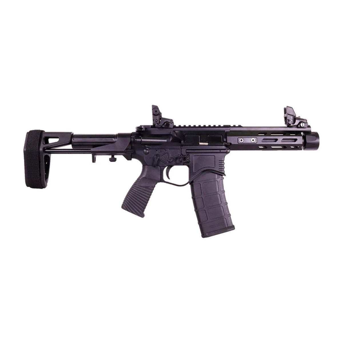 Réplique airsoft Golden Eagle PDW GBBR 6.5'' noire, AR-15 full métal avec rail Picatinny et commandes ambidextres