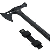 Accessoire de jeu hache factice noire en ABS et polymères renforcés, avec fourreau en Nylon 1000D