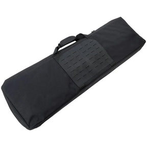 Housse molle laser 100cm noir pour transport d'armes ou répliques avec rangements et poches, en matériaux 900D résistant et imperméable